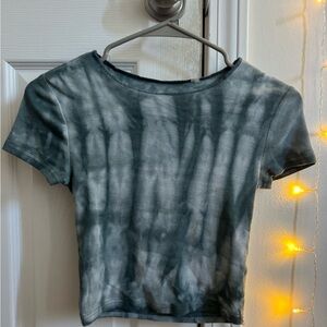 PacSun Black and Gray Crop Fitted T-Shirt